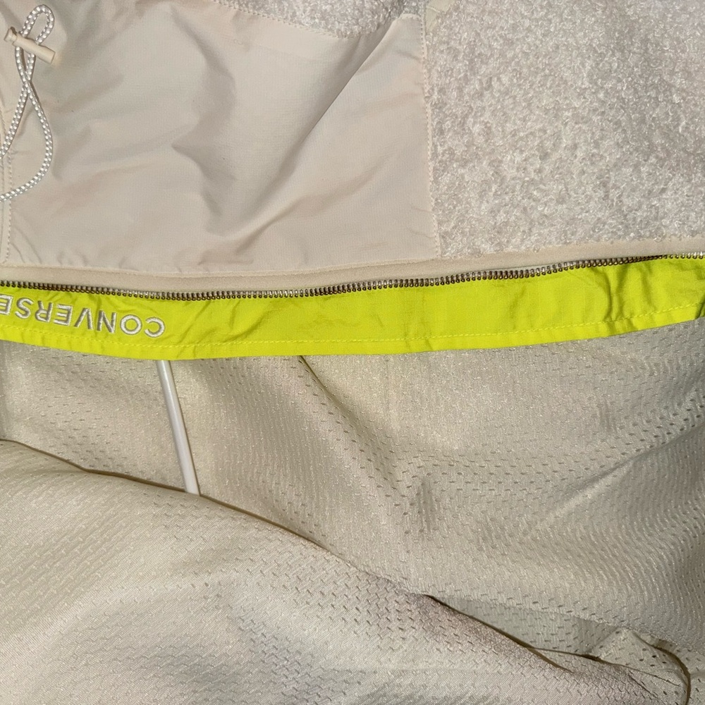 Converse Beige and Neon Yellow Jacket